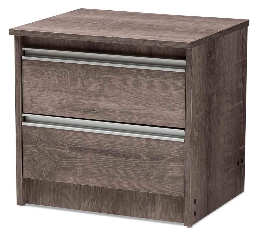Baxton Studio Gallia Modern and Contemporary Oak Brown Finished 2-Drawer Nightstand